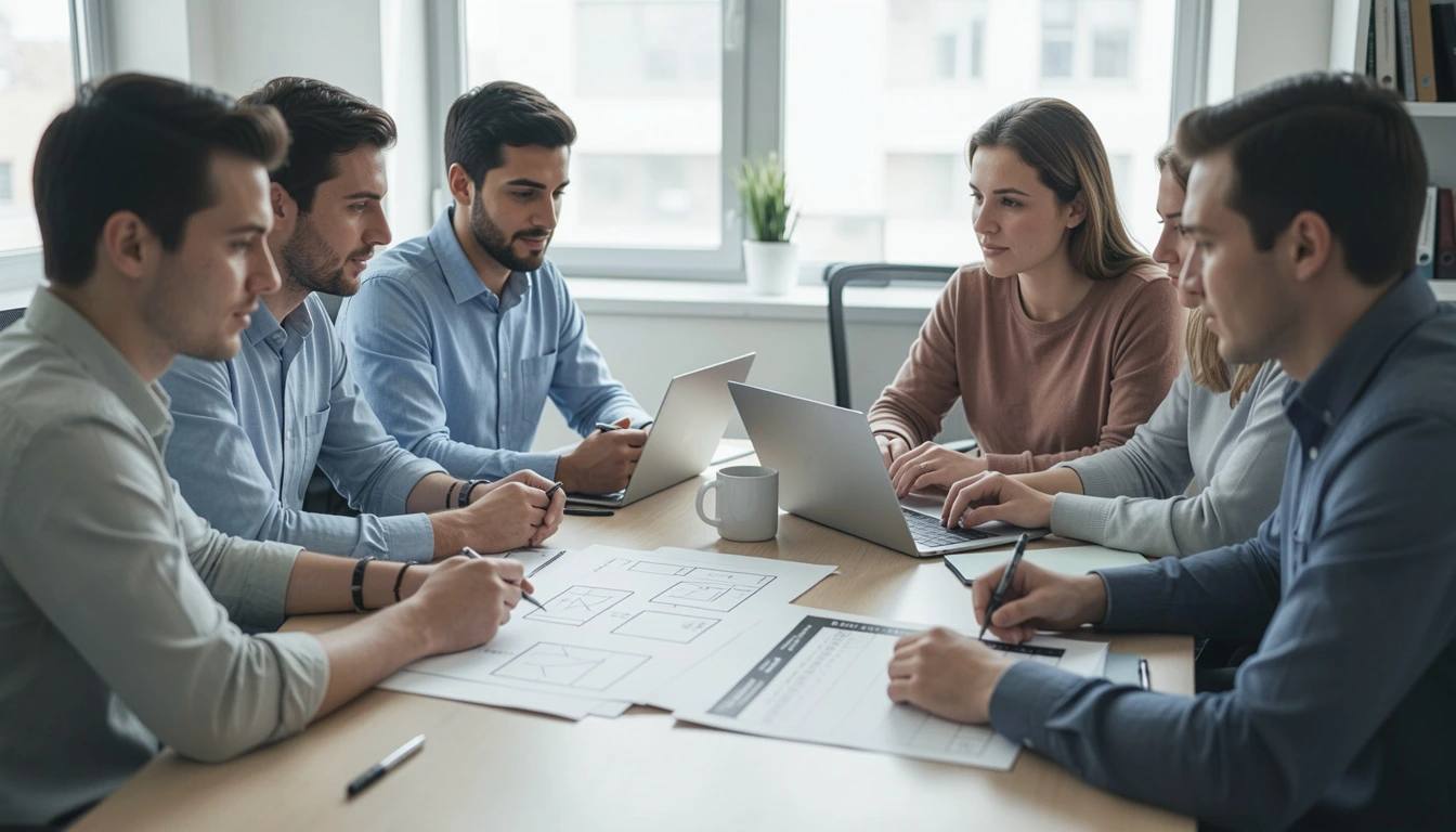 Baner przedstawiający współpracę klienta z software house przy realizacji projektu aplikacji webowej i mobilnej