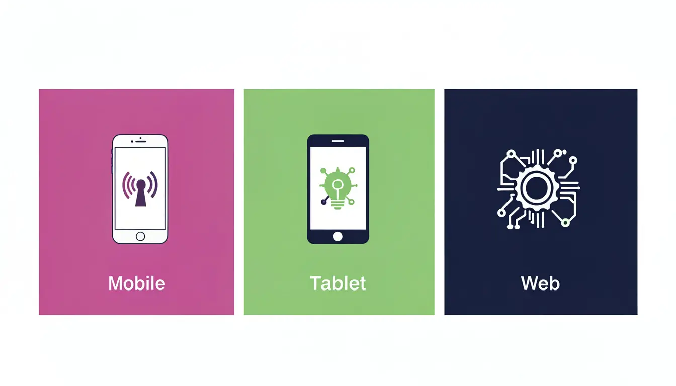 Baner przedstawiający porównanie technologii Native, Cross-Platform i PWA do tworzenia aplikacji mobilnych